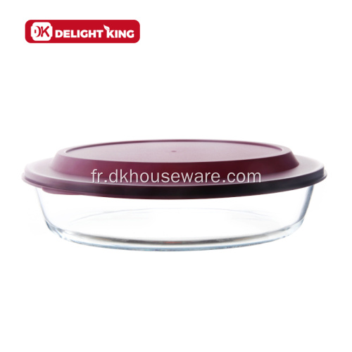 Plat de cuisson en verre haut borosilicate avec couvercle